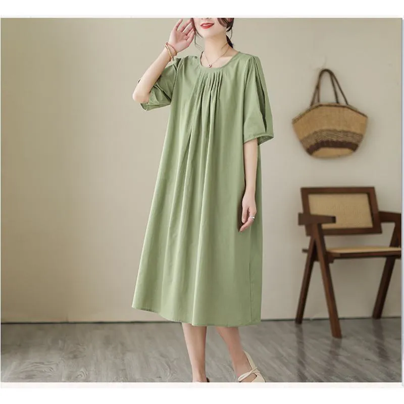 Simplicity Solid Plus Loose-Fit A-Line Linen Dress