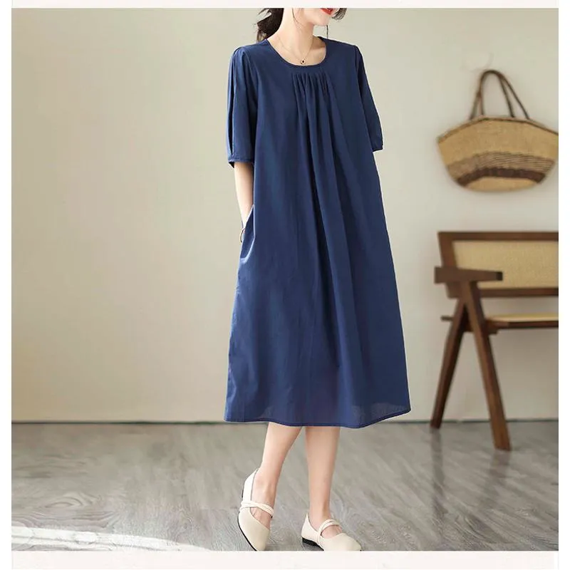 Simplicity Solid Plus Loose-Fit A-Line Linen Dress