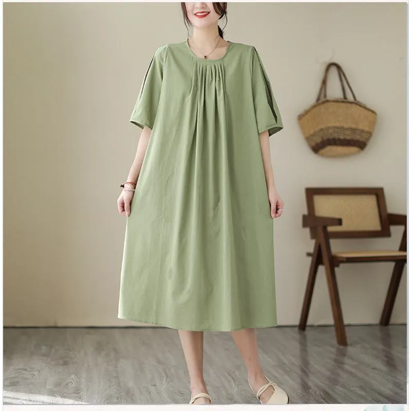 Simplicity Solid Plus Loose-Fit A-Line Linen Dress