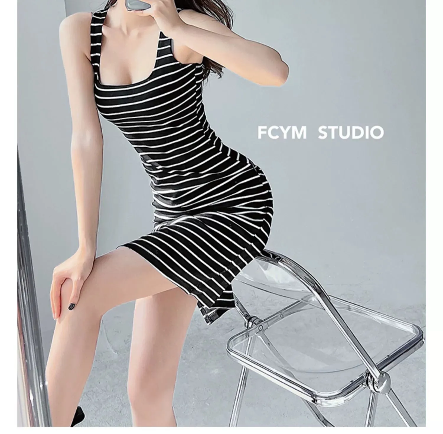 Slim-Fit Slimming Stripes Dress Retro Hot Girl Vest