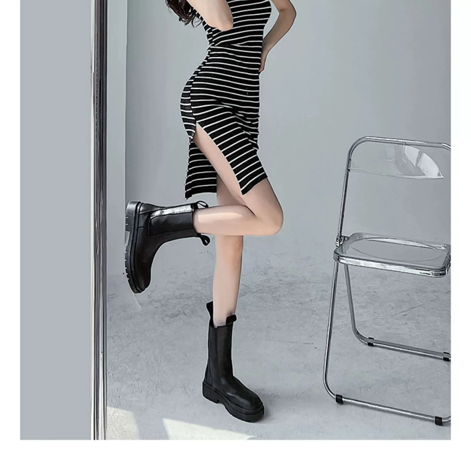 Slim-Fit Slimming Stripes Dress Retro Hot Girl Vest