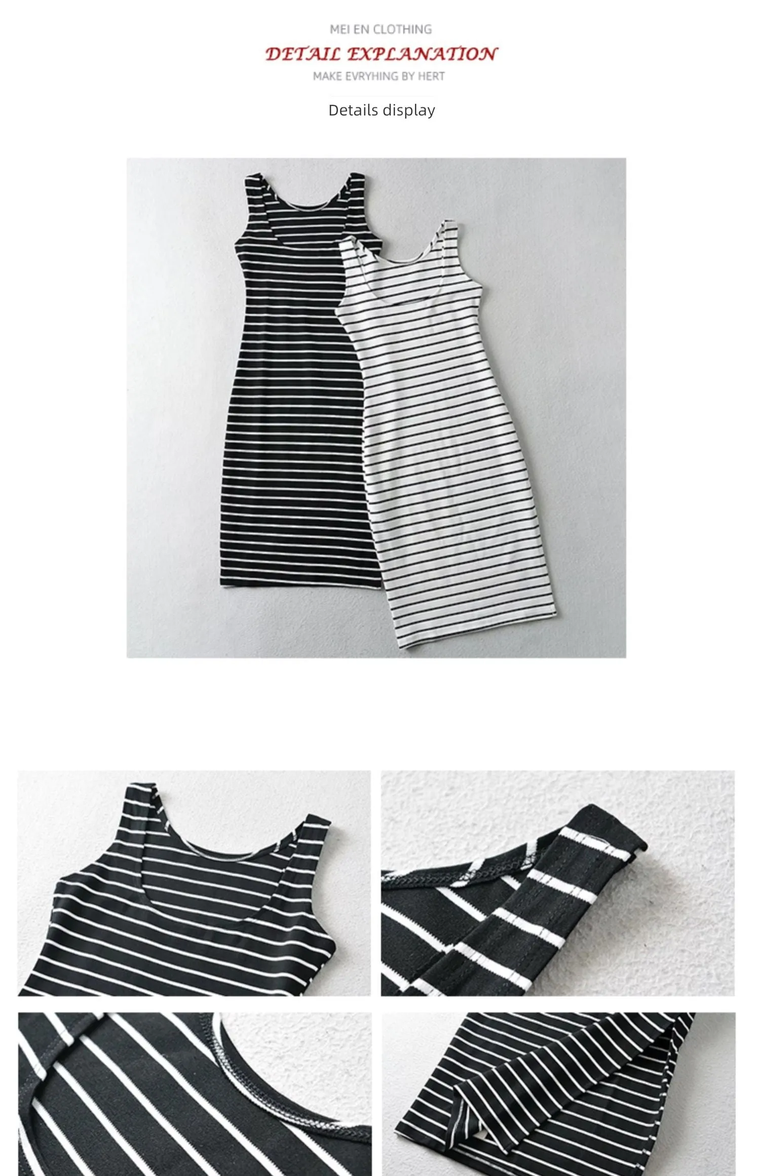 Slim-Fit Slimming Stripes Dress Retro Hot Girl Vest