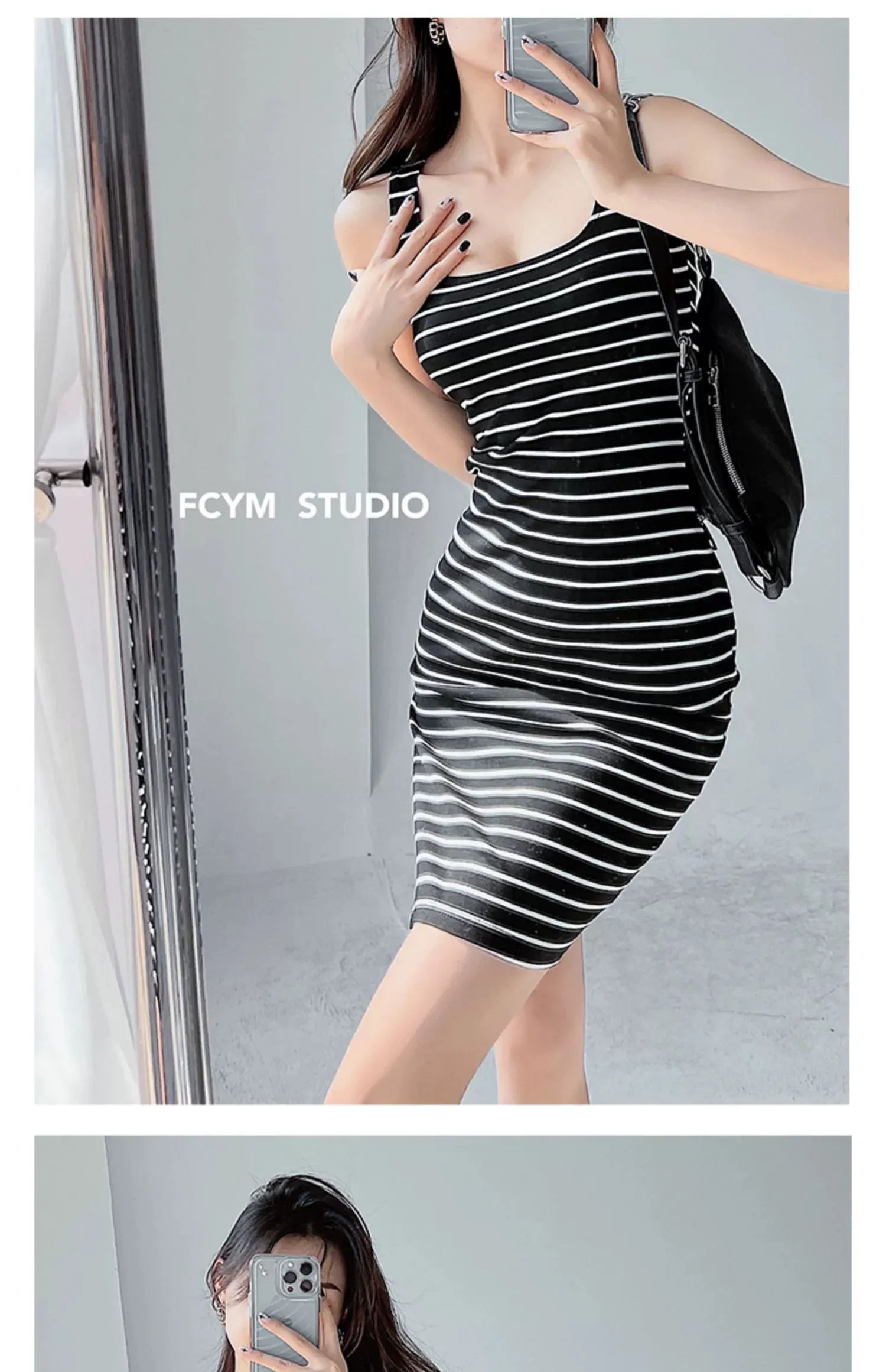 Slim-Fit Slimming Stripes Dress Retro Hot Girl Vest