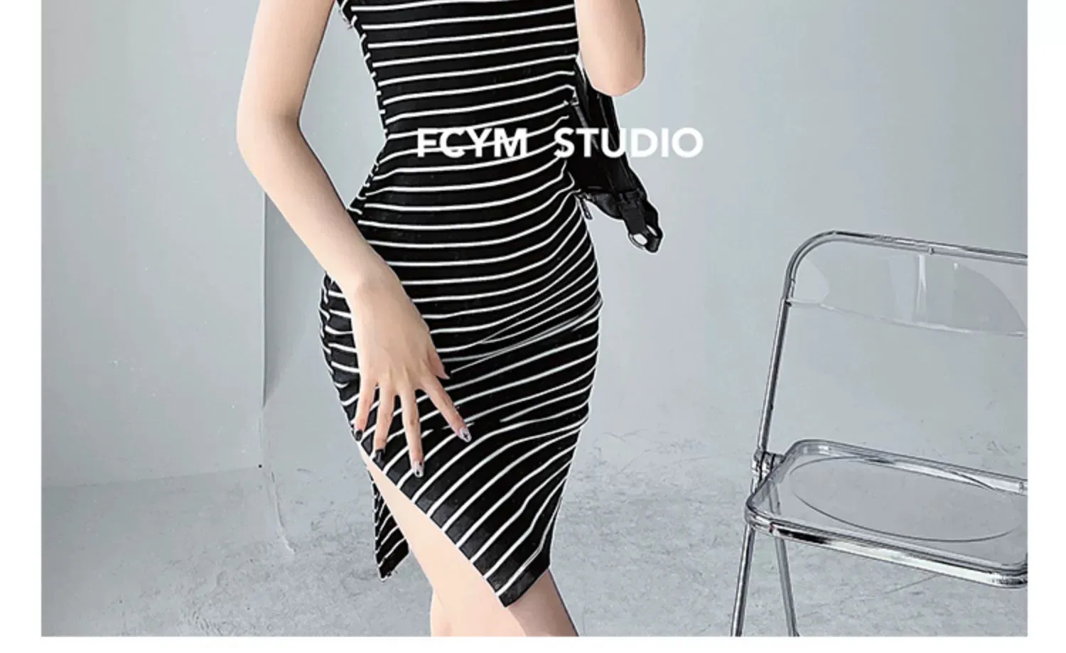 Slim-Fit Slimming Stripes Dress Retro Hot Girl Vest