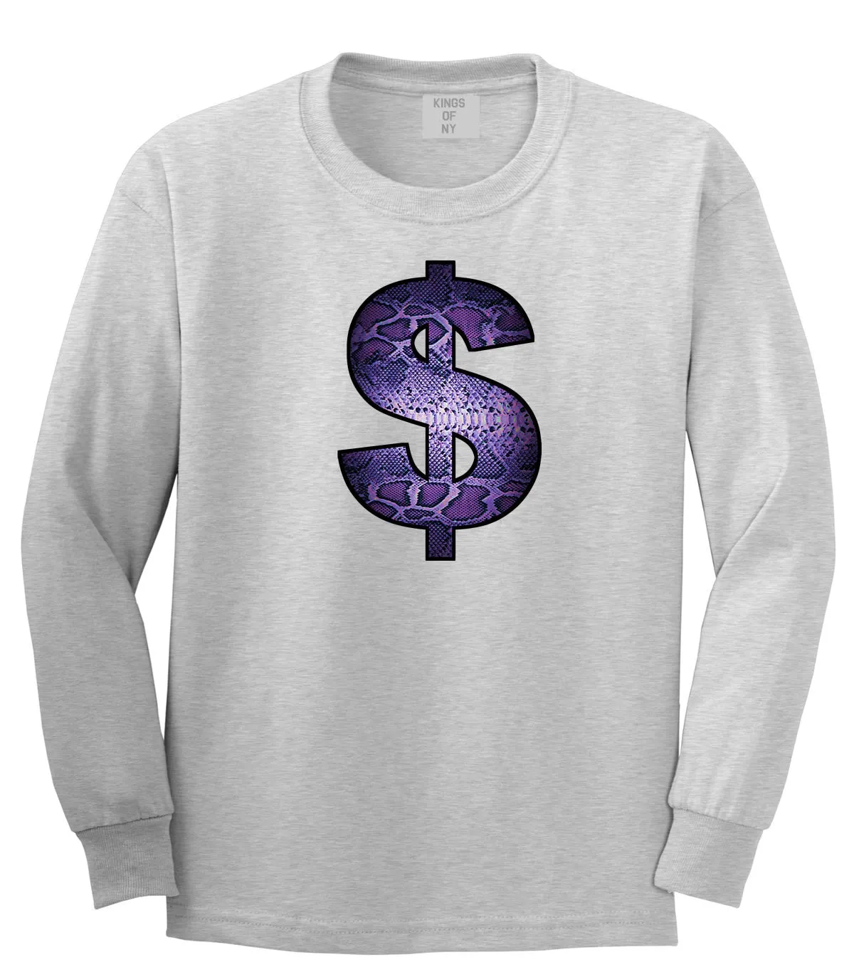 Snakeskin Money Sign Purple Animal Print Long Sleeve Boys Kids T-Shirt