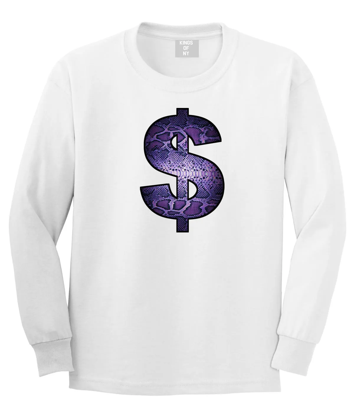 Snakeskin Money Sign Purple Animal Print Long Sleeve Boys Kids T-Shirt