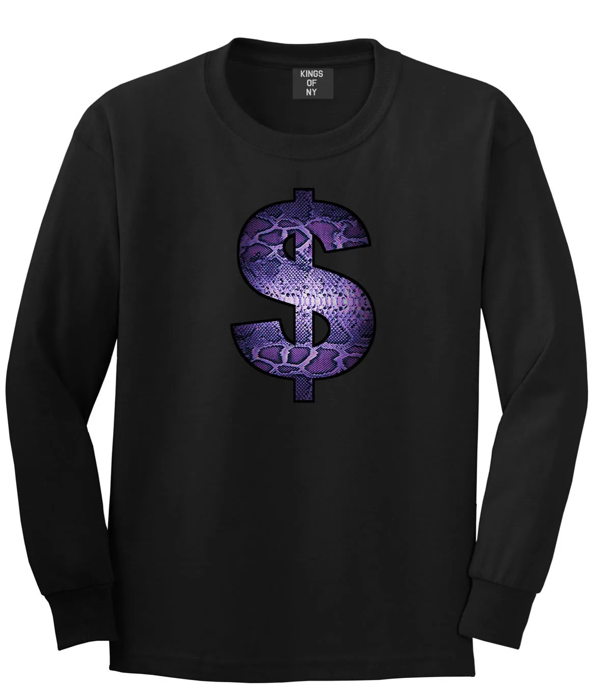 Snakeskin Money Sign Purple Animal Print Long Sleeve Boys Kids T-Shirt