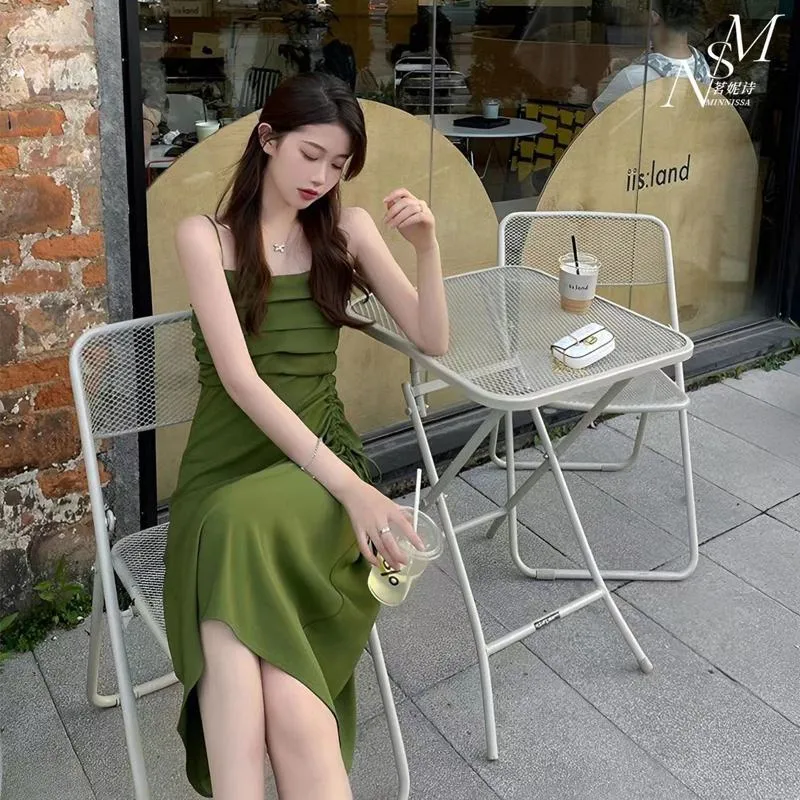 Split High-Waisted Tie-Up Stunning Brightening Effect Drawstring Dress