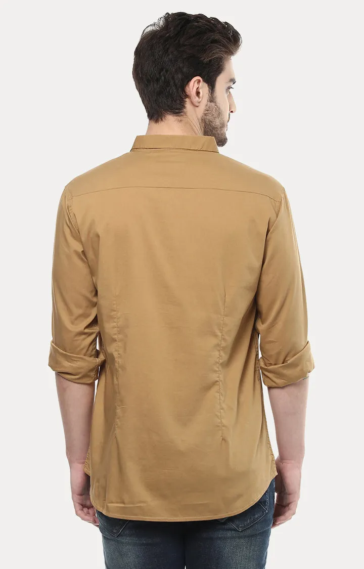 Spykar Men Beige Solid Slim Fit Casual Shirt