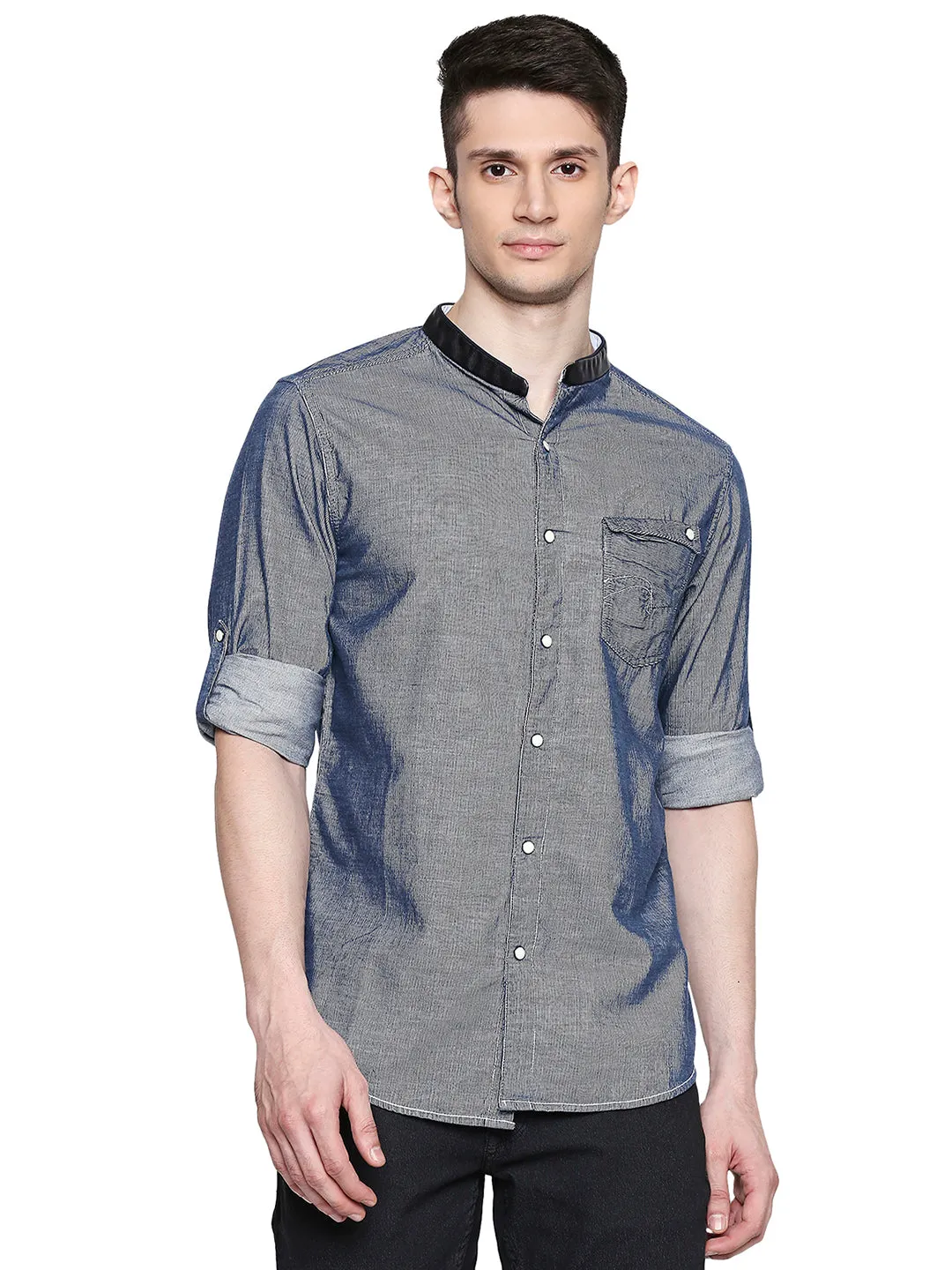 Spykar Men Blue Slim Casual Shirt