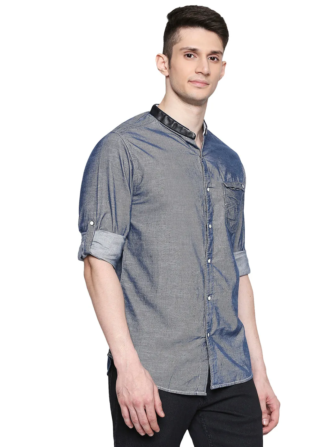 Spykar Men Blue Slim Casual Shirt