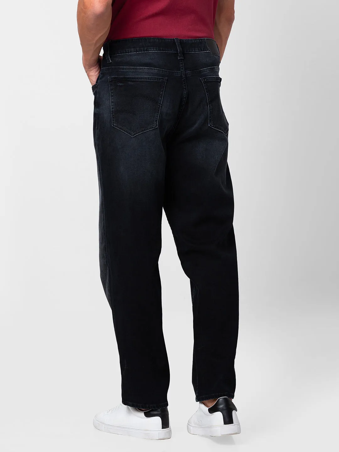 Spykar Men Carbon Black Cotton Loose Fit Regular Length Jeans (Renato )