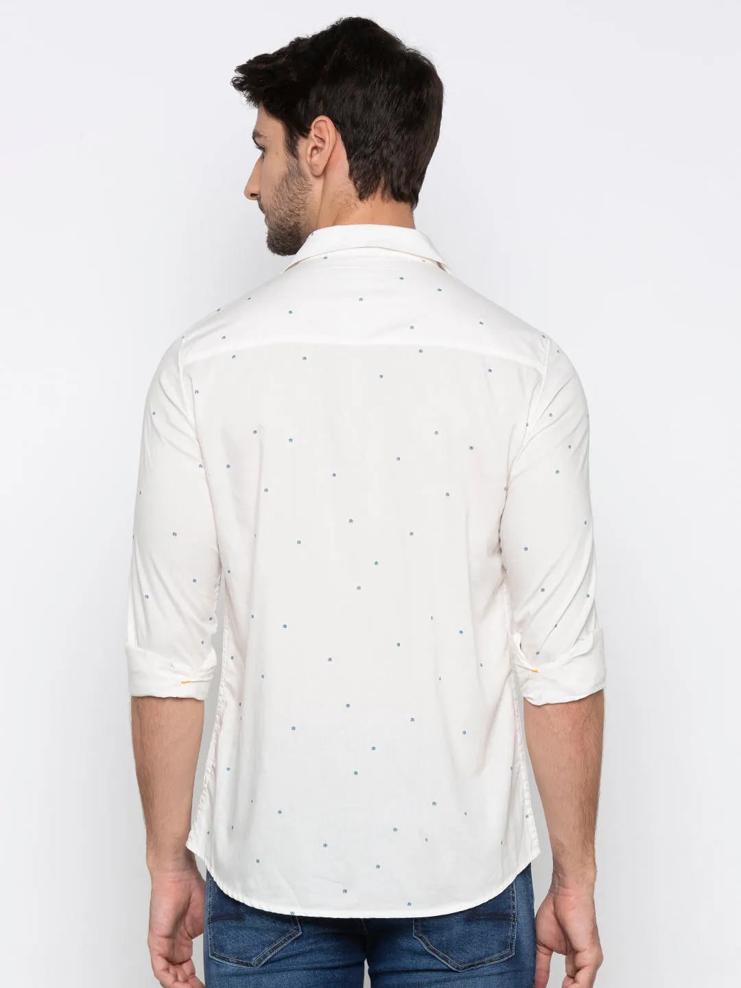 Spykar Men Ecru Printed Casual Shirt