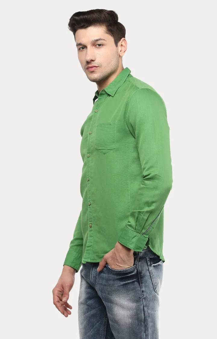 Spykar Men Green Solid Slim Fit Casual Shirt