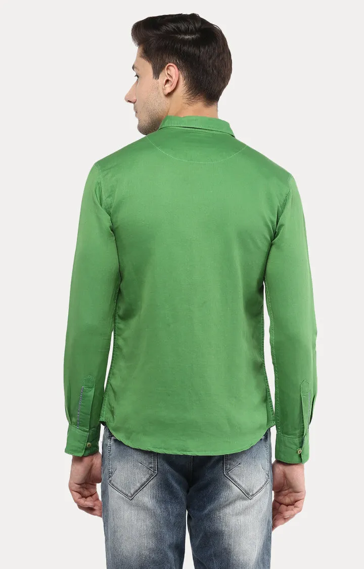 Spykar Men Green Solid Slim Fit Casual Shirt