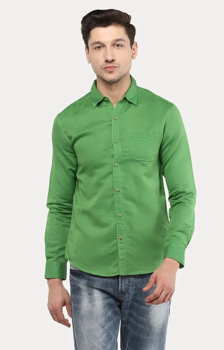 Spykar Men Green Solid Slim Fit Casual Shirt