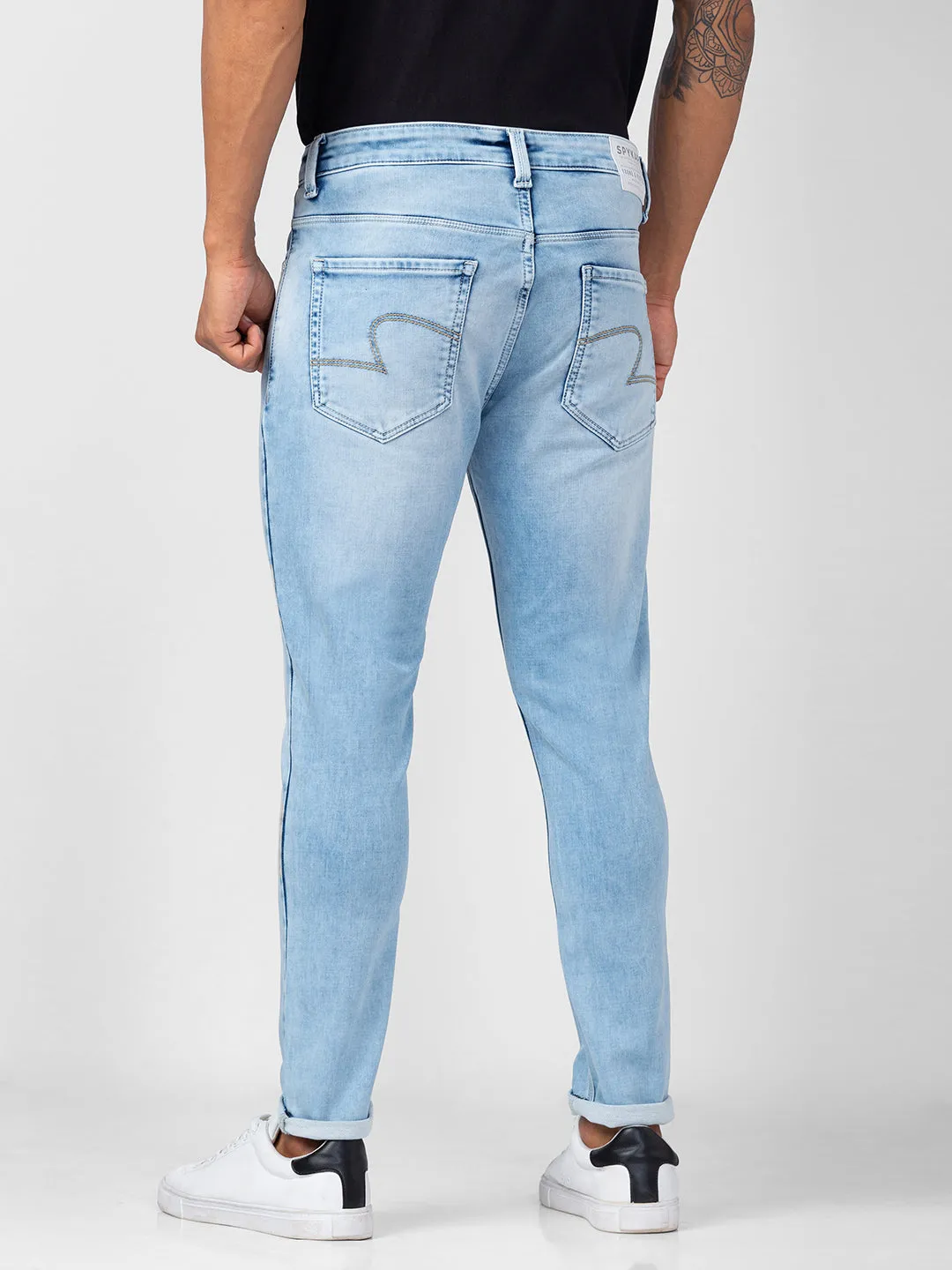 Spykar Men Ice Blue Cotton Slim Fit Tapered Length Jeans (Kano)