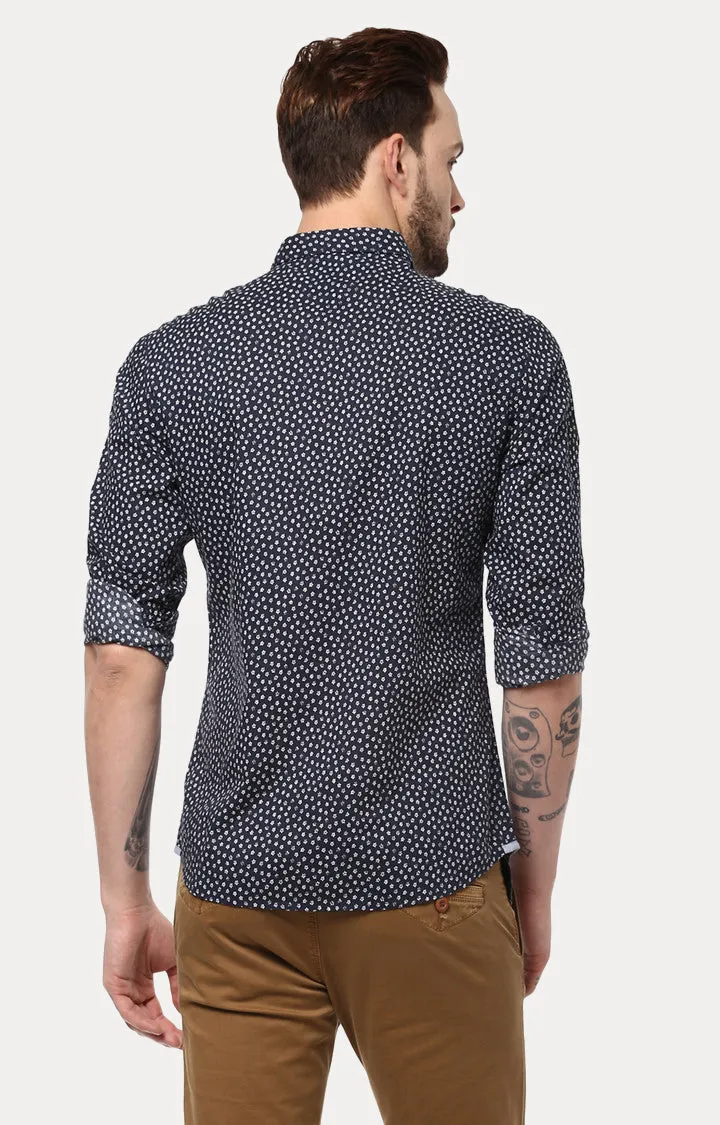 Spykar Men Navy Printed Slim Fit Casual Shirt