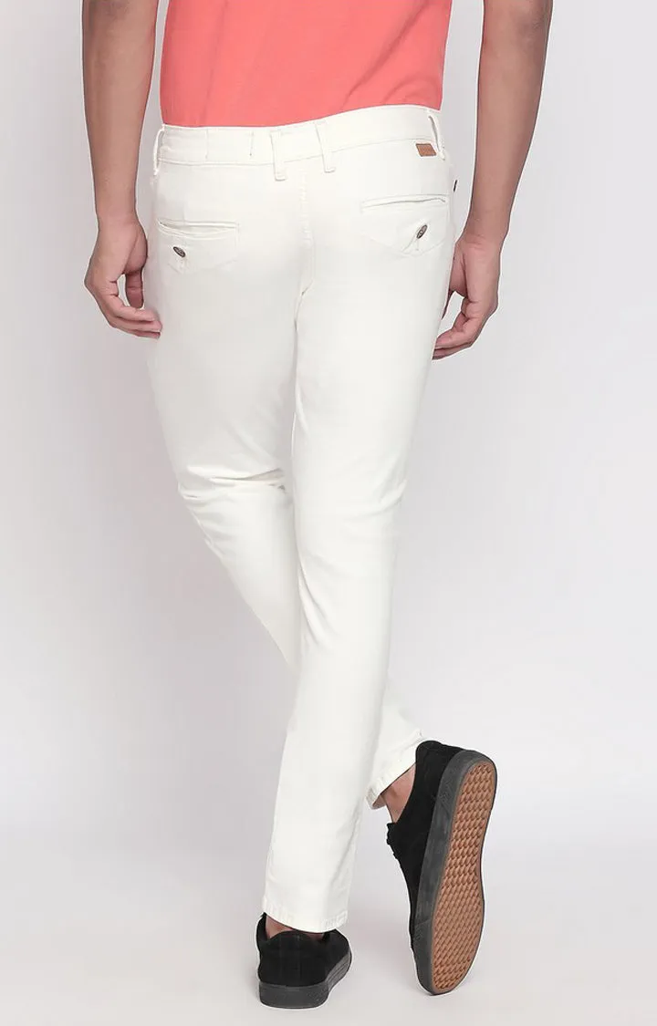 Spykar Men White Cotton Regular Fit Regular Length Jeans (Actif)