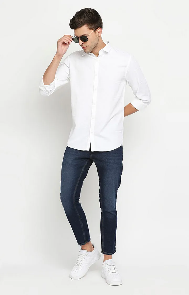 Spykar Men White Cotton Slim Fit Casual Shirts