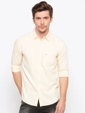 Spykar Men Yellow Cotton Slim Fit Casual Shirts