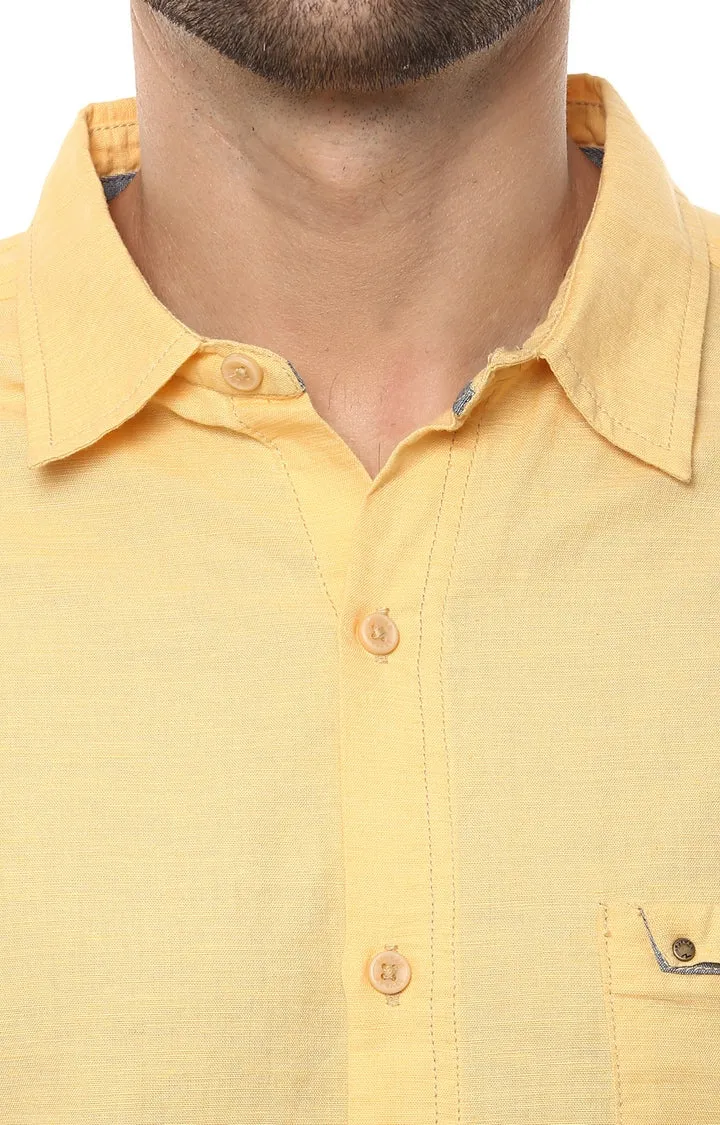 Spykar Men Yellow Solid Slim Fit Casual Shirt