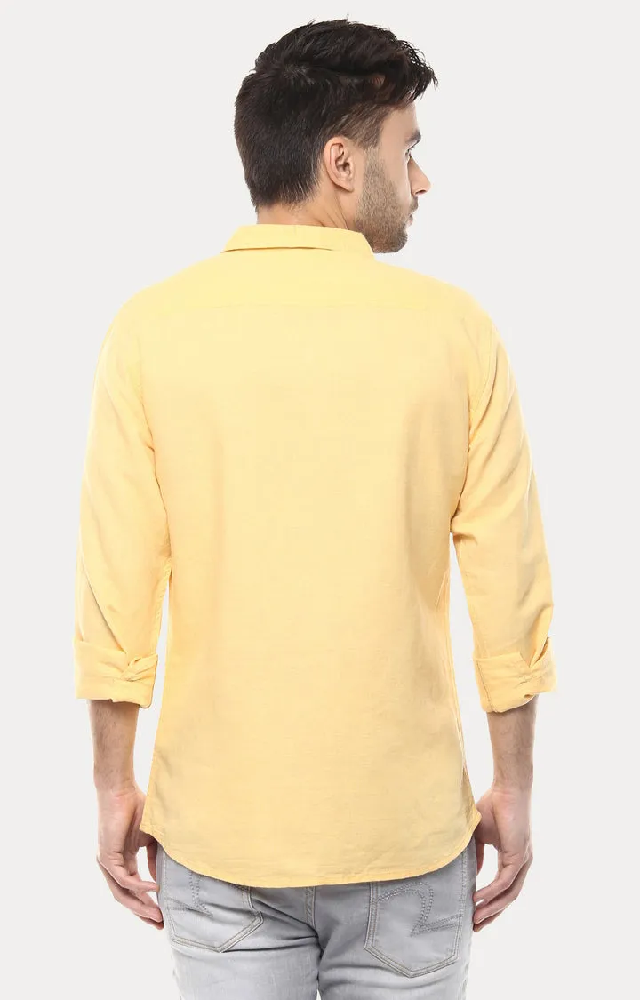 Spykar Men Yellow Solid Slim Fit Casual Shirt