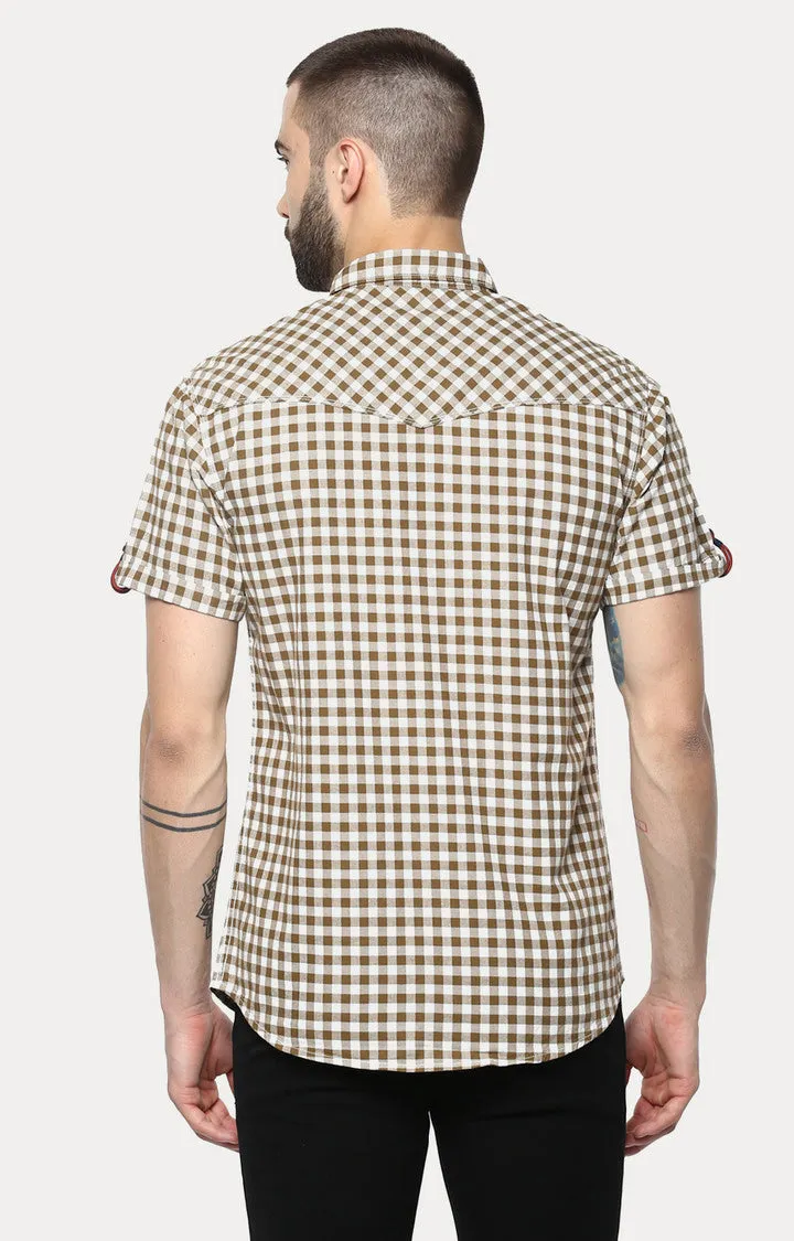 Spykar Men'S Brown Cotton Checked Casual Shirts