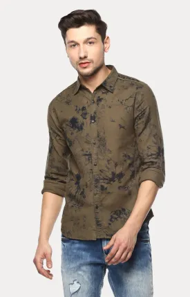 Spykar Men'S Green Cotton Printed Casual Shirts