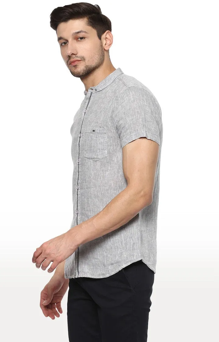 Spykar Men'S Grey Cotton Melange Casual Shirts