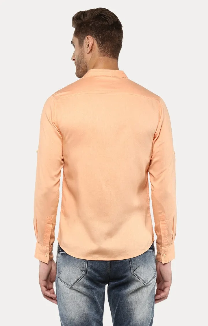 Spykar Men'S Pink Cotton Solid Casual Shirts