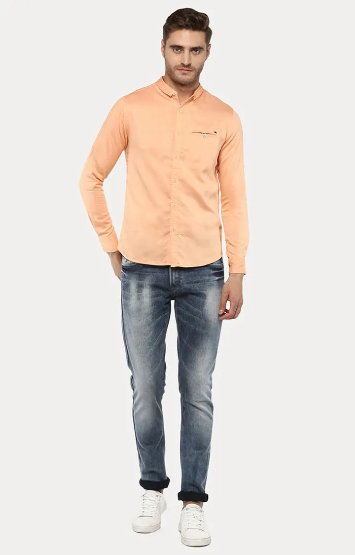 Spykar Men'S Pink Cotton Solid Casual Shirts