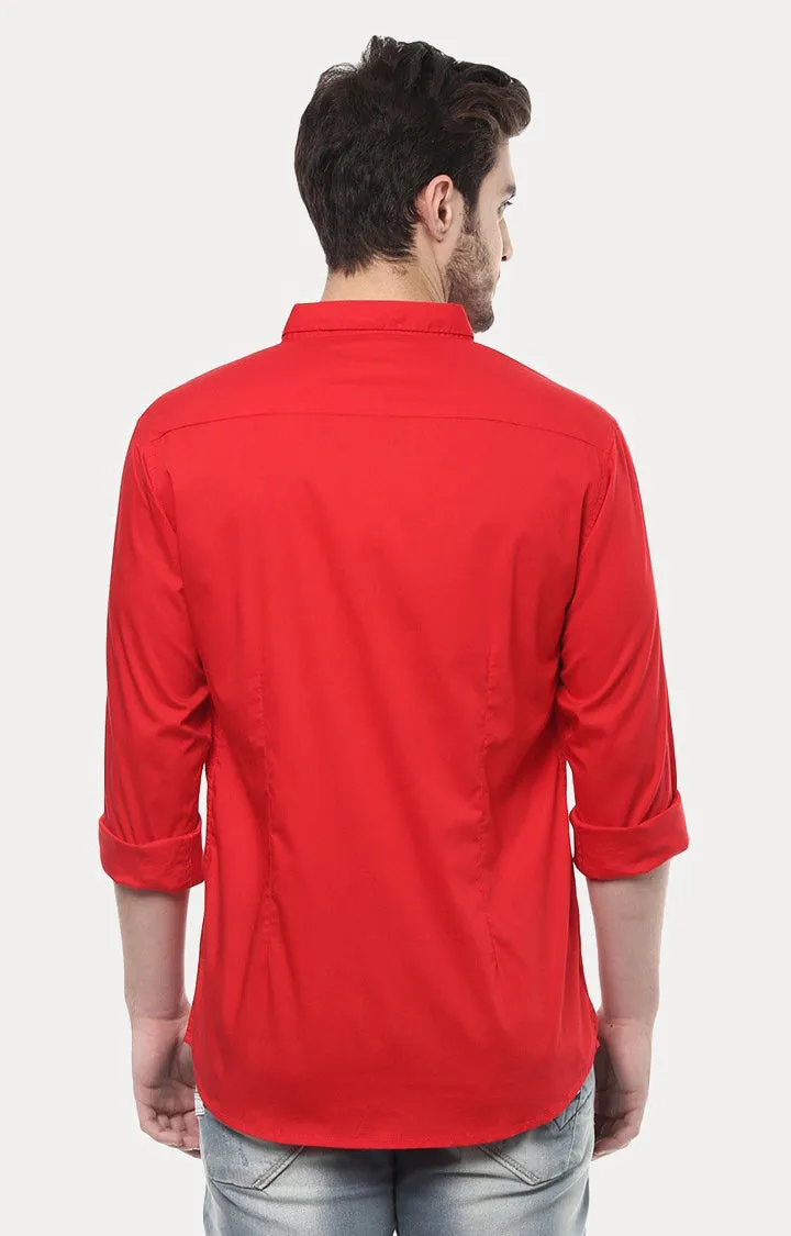 Spykar Men'S Red Cotton Solid Casual Shirts