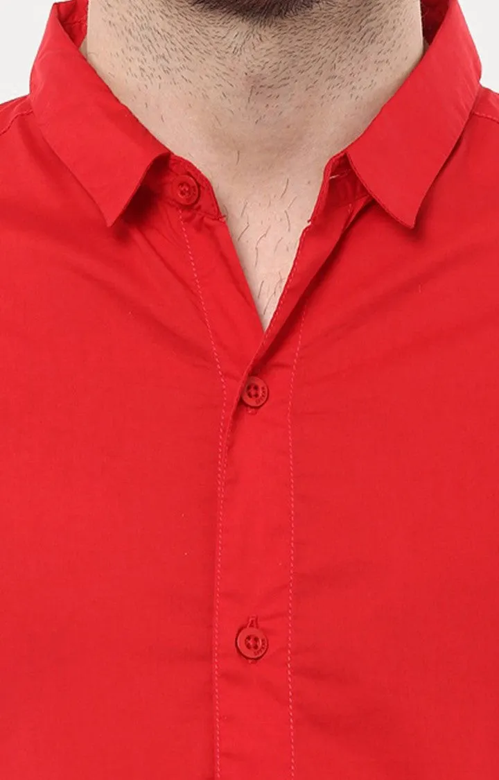 Spykar Men'S Red Cotton Solid Casual Shirts