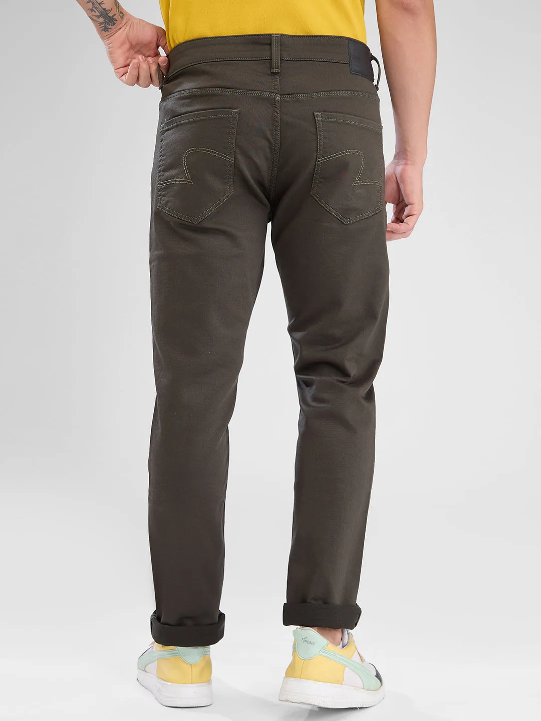 Spykar Olive Regular Jeans For Men