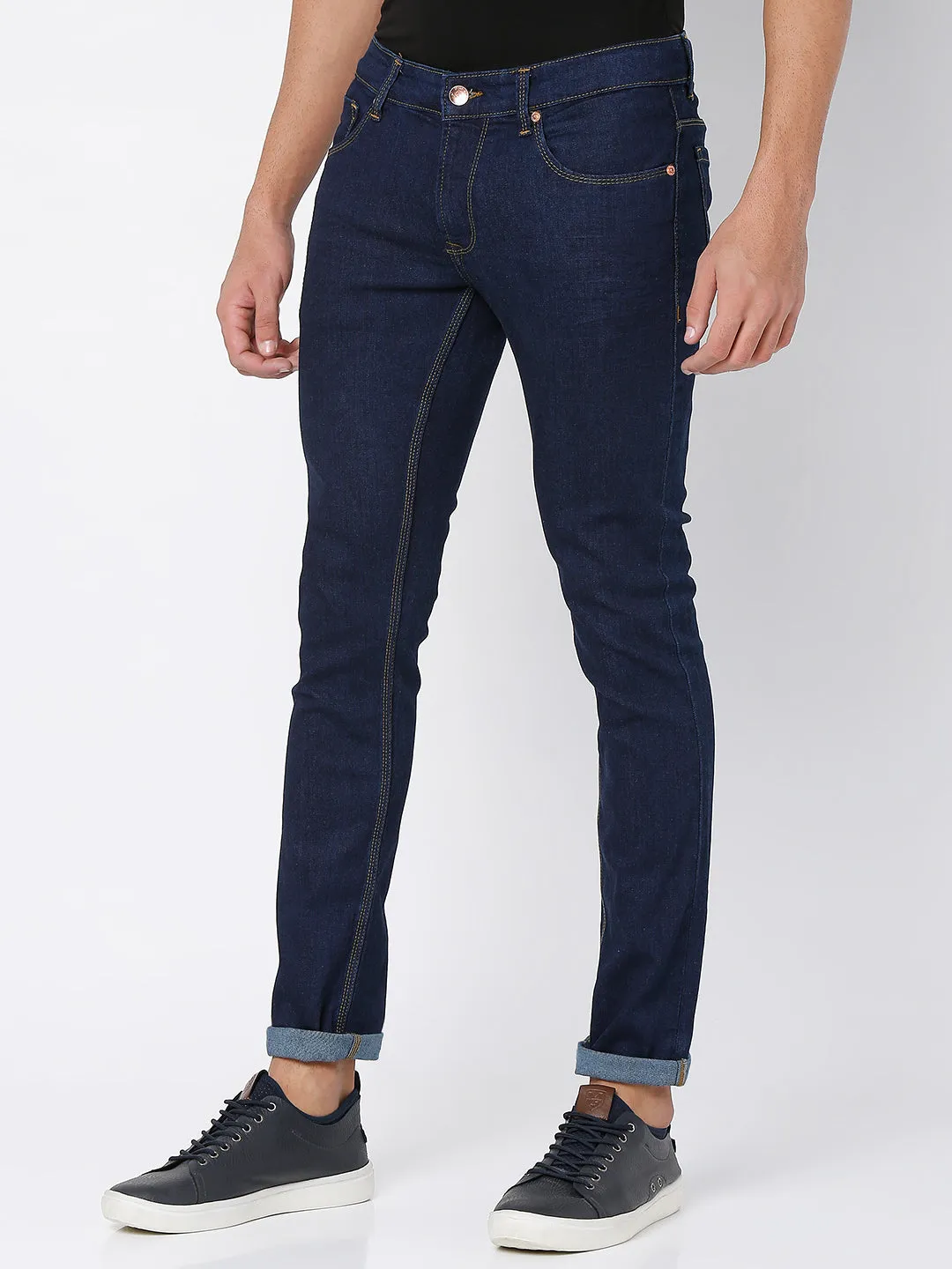 Spykar Raw Blue Cotton Slim Fit Narrow Length Jeans For Men (Skinny)