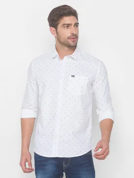 Spykar Slim Fit Men White Cotton Shirts (Uniqlo)