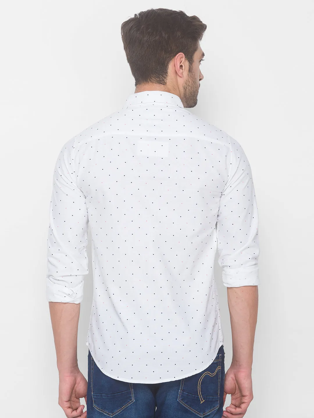 Spykar Slim Fit Men White Cotton Shirts (Uniqlo)