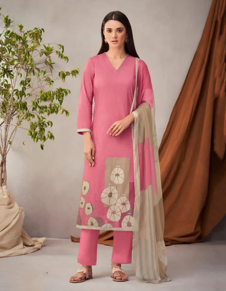 Sudriti Sahiba Pink Unstitched Pure Cotton Suits