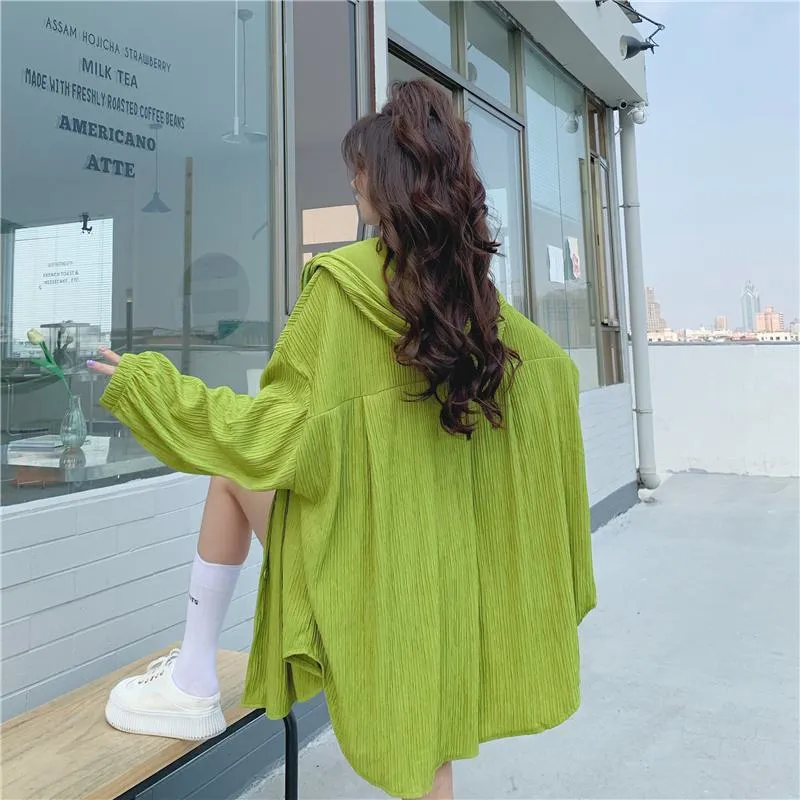 Sun Protection Hooded Versatile Outerwear Loose Fit Shirt