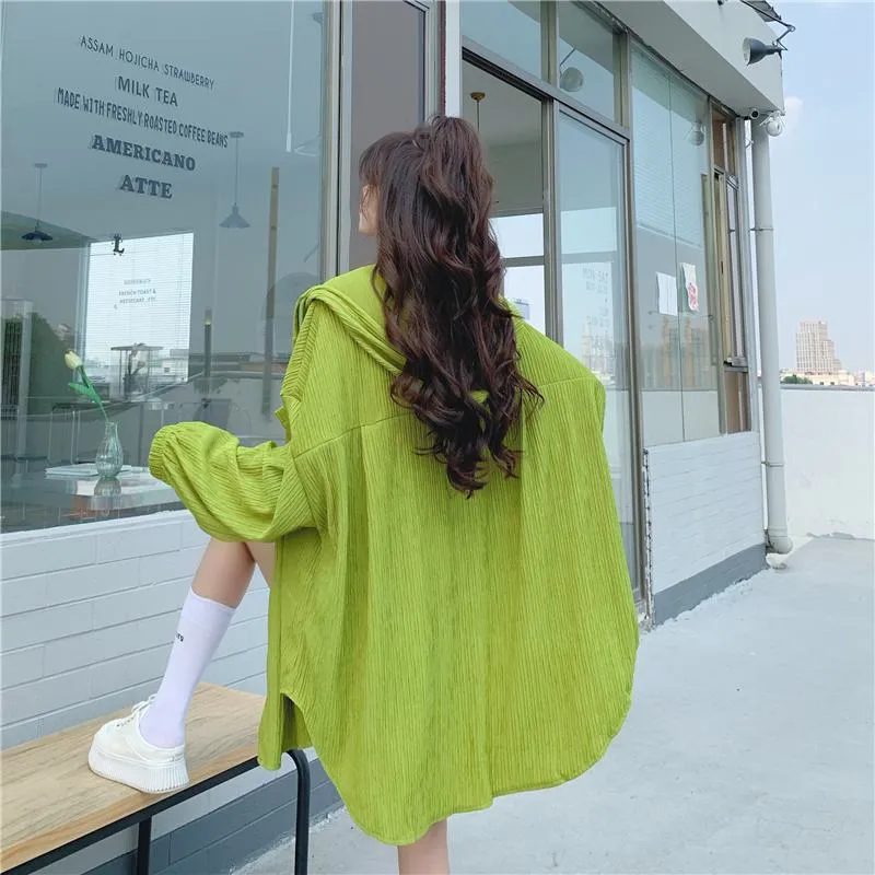 Sun Protection Hooded Versatile Outerwear Loose Fit Shirt