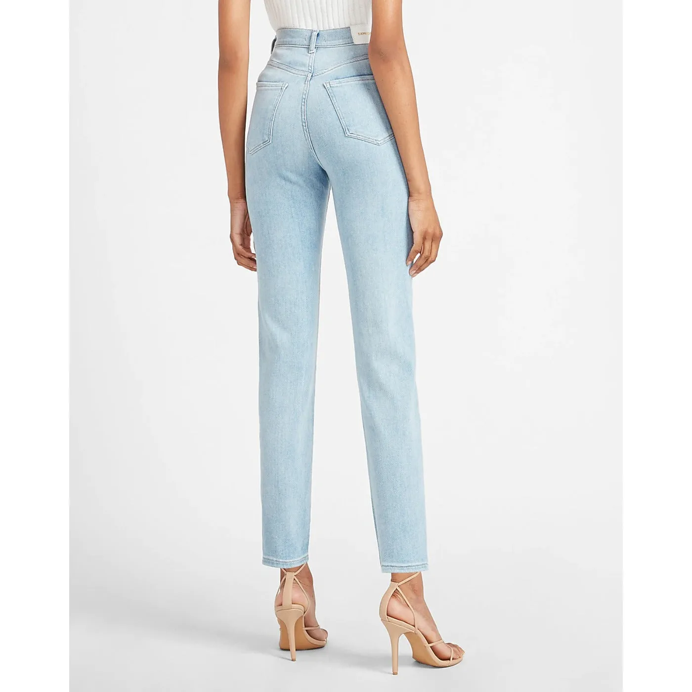 Super High Waisted Light Wash Slim Jeans