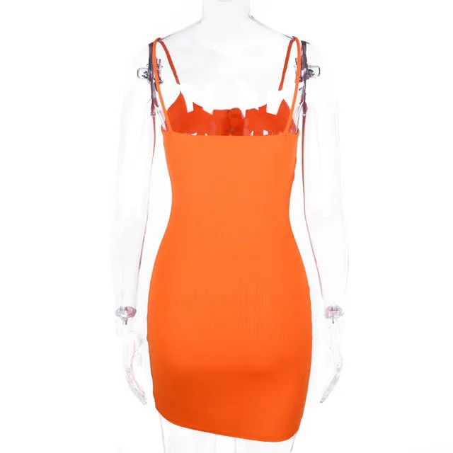 Toplook orange sexy dress women summer 2019 casual solid mini Sleeveless dresses club party V-neck streetwear dress