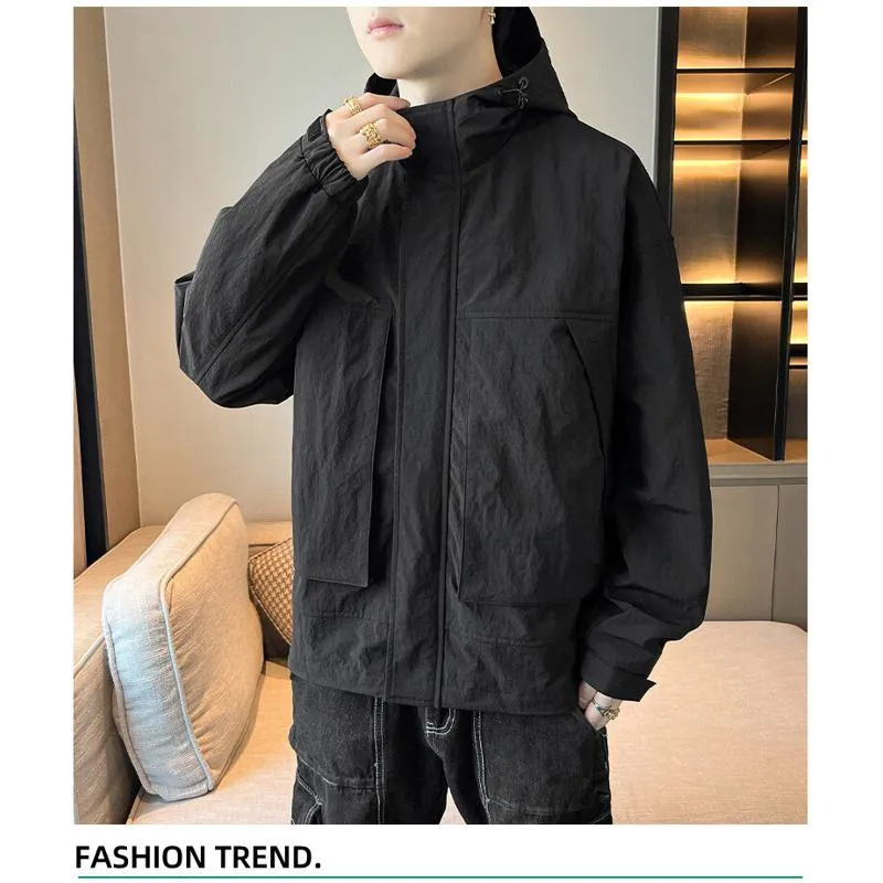 Trendy Solid Hooded Jacket