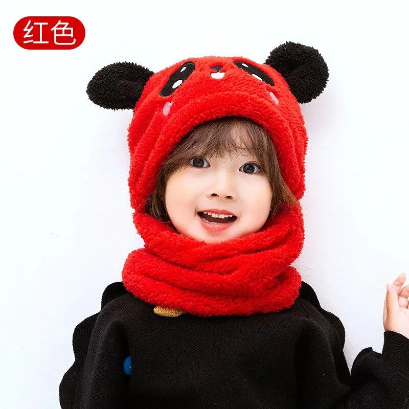 Unisex Kids Winter Fleece Cartoon Hat Scarf