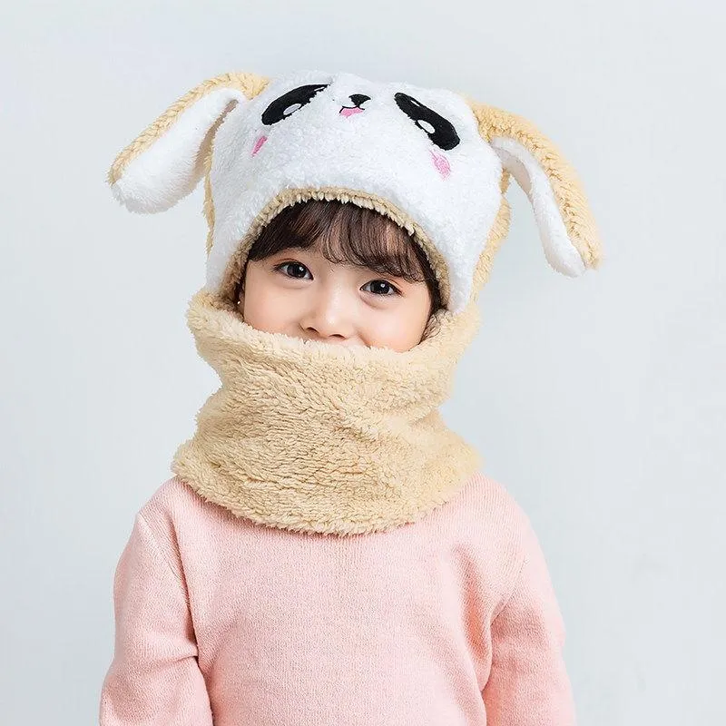 Unisex Kids Winter Fleece Cartoon Hat Scarf