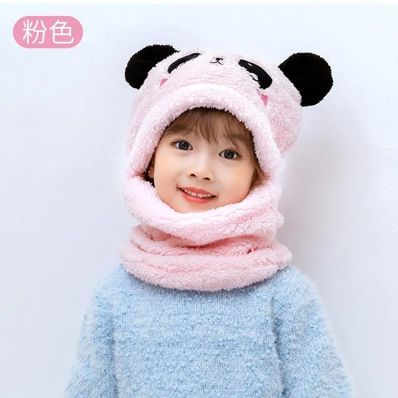 Unisex Kids Winter Fleece Cartoon Hat Scarf