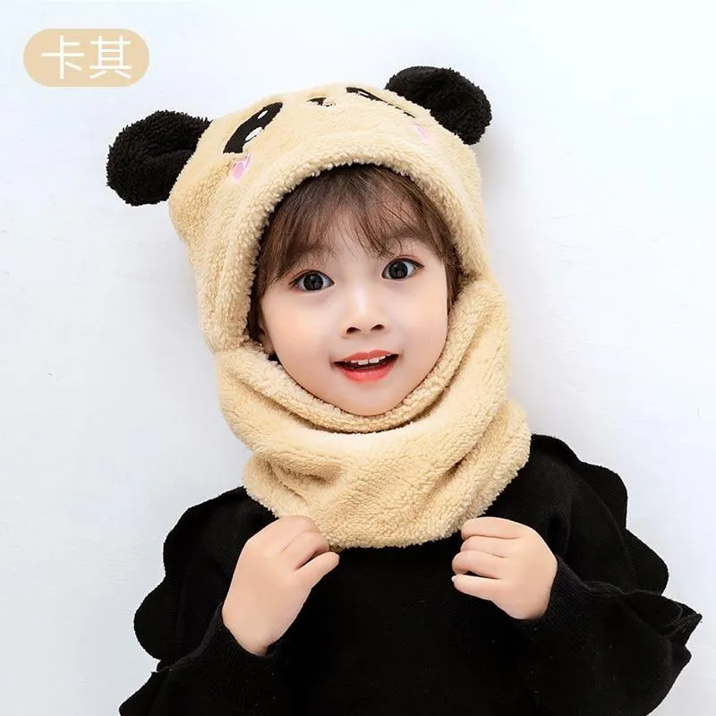 Unisex Kids Winter Fleece Cartoon Hat Scarf