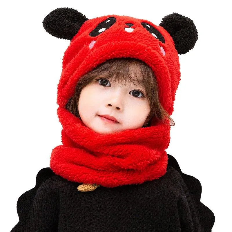 Unisex Kids Winter Fleece Cartoon Hat Scarf