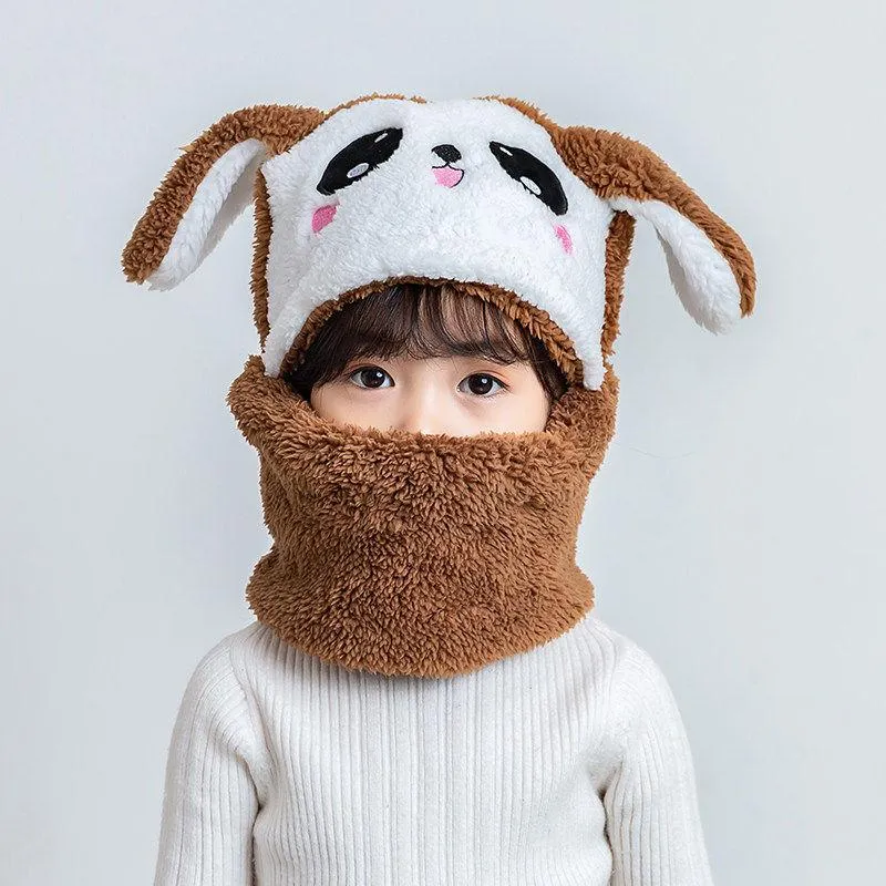 Unisex Kids Winter Fleece Cartoon Hat Scarf